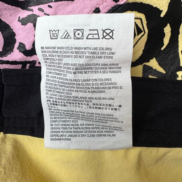 Volcom Board Shorts Black Yellow Pink Liberators V-ENT Surfing Beach SZ 28 #2502 - Picture 8 of 11